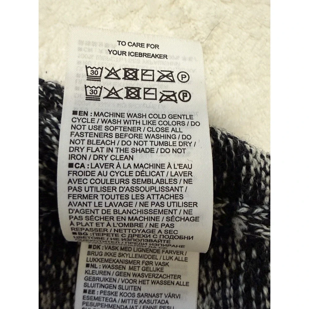 Icebreaker Men's 100% Merino Wool Barein Crewe Long Sleeve‎ Sweater Black Gray M
